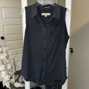 LOFT Charcoal Button-Up Blouse size small